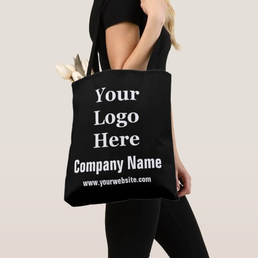 Tote Bag Entreprise Noir et Blanc Nom Site Web Logo (De près)
