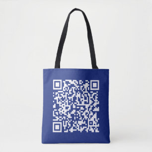 Tote Bag Entrer l'URL Généré instantanément Code QR bleu