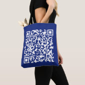 Tote Bag Entrer l'URL Généré instantanément Code QR | bleu  (De près)