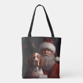 Tote Bag Épaniel breton avec le Père Noël Noël (Dos)