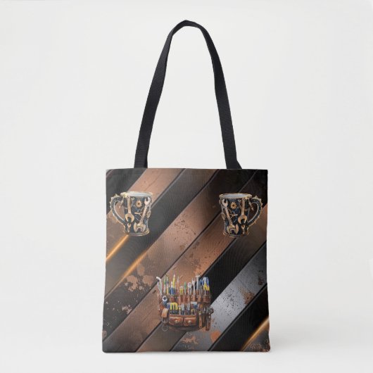 Tote Bag Épaule en noir et cuivre dramatique Fourre-tout (Devant)