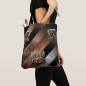 Tote Bag Épaule en noir et cuivre dramatique Fourre-tout (De près)