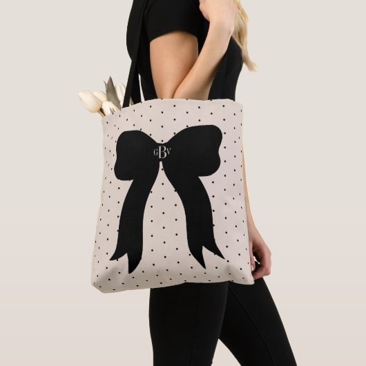 Tote Bag Épaule faite sur commande noire combinée (De près)