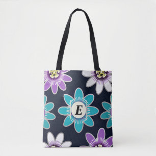 Tote Bag Épaule florale de la fleur de passion sur mesure M