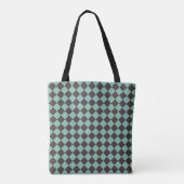 Tote Bag Épaule Motif diamant Brown Turquoise Checker (Dos)