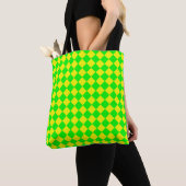 Tote Bag Épaule Motif diamant du Vérificateur vert jaune (De près)