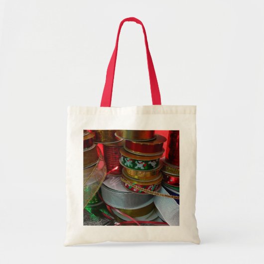 Tote Bag Épaves de Noël Ruban Holiday Rouge et or (Devant)