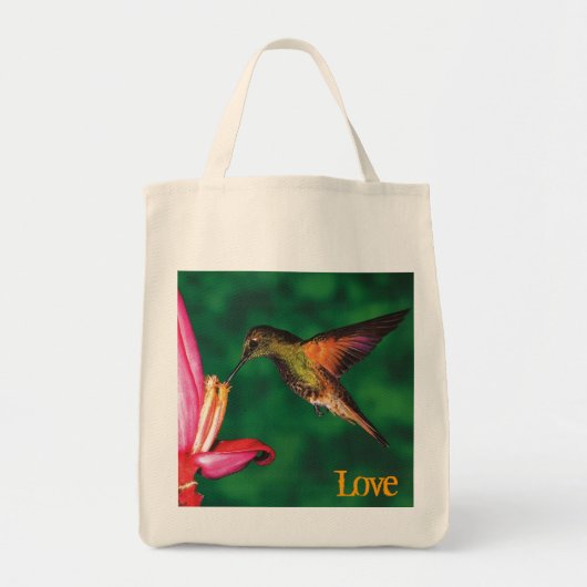 Tote Bag Épicerie Fourre-tout "colibri d'amour " (Devant)