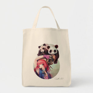 Tote Bag Épicerie Fourre-tout de pandas de Ninja de pêche