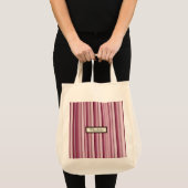 Tote Bag Épicerie personnalisée à rayures rose moderne (Devant (produit))