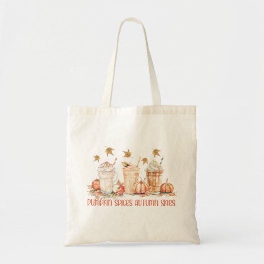 Tote Bag Épices citrouilles Automne Boire Drôle Citation (Devant)