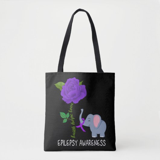 Tote Bag Epilepsie Sensibilisation Foi Espoir Amour Fleur E (Devant)