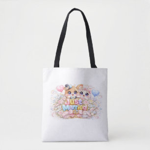 Tote Bag Épinglette Pastel Animaux Couple Mariés Kawaii Mig