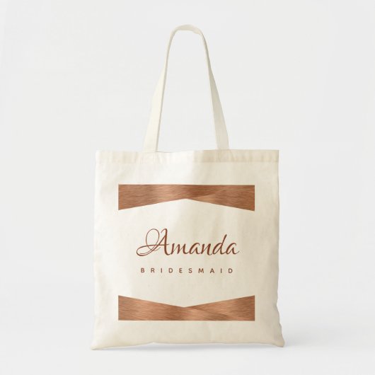 Tote Bag Épouse calligraphique géométrique moderne en cuivr (Devant)