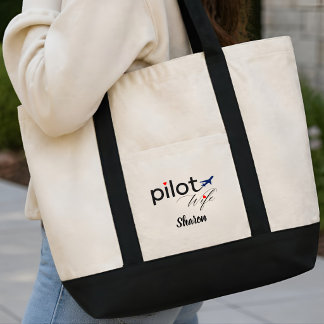 Tote Bag Épouse de pilote Calligraphie Avion Amusant Person