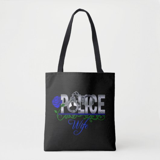 Tote Bag Épouse de police de rose de bleu (Devant)