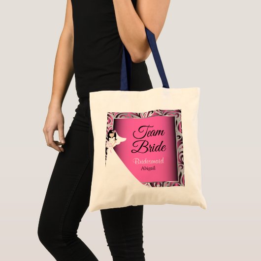 Tote Bag Épouse d'équipe | MARIAGE | Rose | Texte do-it-you (Devant (produit))
