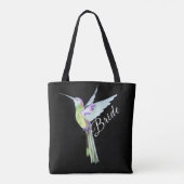 Tote Bag Épouse mariage blanc Script Boho Hummingbird (Dos)