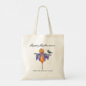 Tote Bag Épouvantail d'Halloween avec Citrouille (Dos)