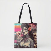 Tote Bag Épouvantail Pin-up Synthwave (Devant)