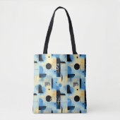 Tote Bag Équilibre Froid Abstrait – Bleu, Jaune et Noir (Devant)