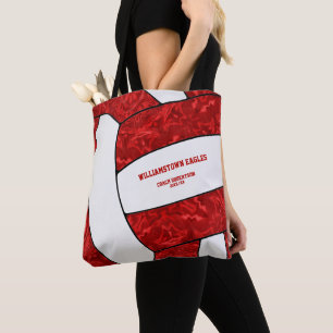 Tote Bag équipe blanche rouge girly couleurs volleyball nom