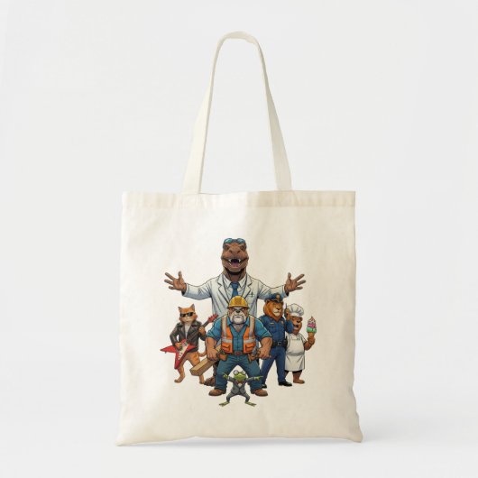 Tote Bag Équipe d'Animaux Cool Enfants Saint-Valentin Échan (Devant)