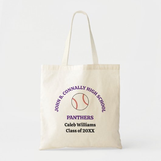 Tote Bag Équipe de baseball violet École secondaire personn (Devant)