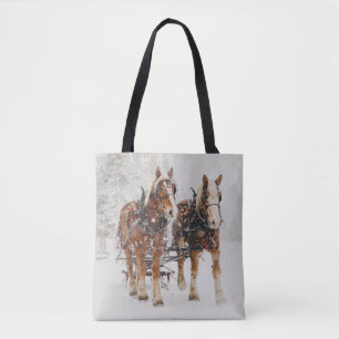 Tote Bag Équipe de Belgique de cheval Wintery Christmas Sce