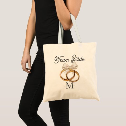 Tote Bag Équipe de mariée Monogramme de bague en or à l'écr (Devant (produit))