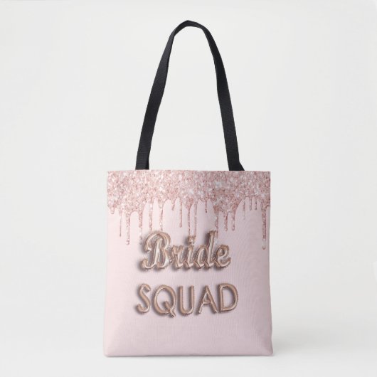 Tote Bag Équipe de mariée rose gold paillettes rose enterre (Devant)