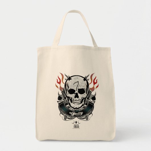 Tote Bag Équipe de suicide | Diablo Skull & Flames Tattoo A (Devant)