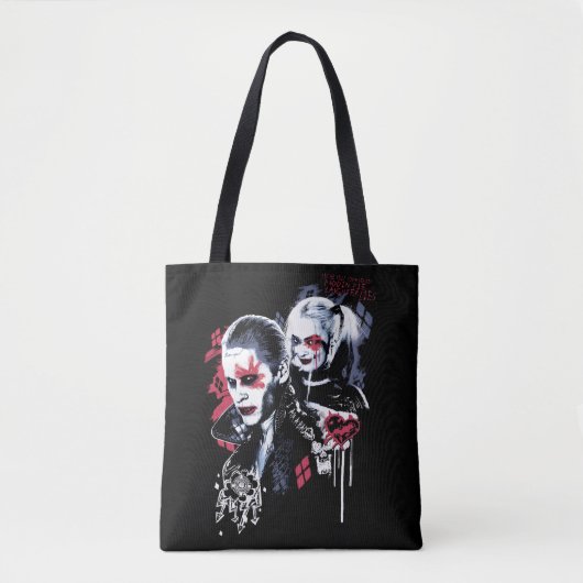 Tote Bag Équipe de suicide | Graffiti peint Joker & Harley (Devant)
