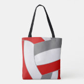 Tote Bag équipe de volley-ball gris rouge couleurs entraîne (Dos)