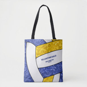 Tote Bag équipe d'or bleu couleurs filles volleball entraîn