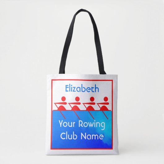 Tote Bag Équipe féminine d'aviron bleu blanc personnalisé (Devant)