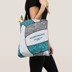 Tote Bag Équipe gris turquoise couleurs entraîneur de volle