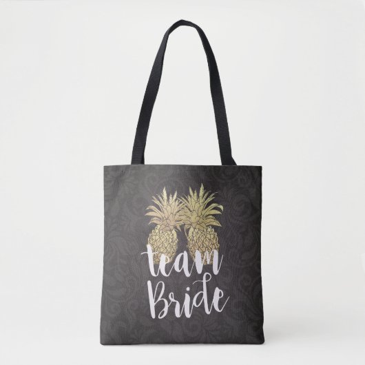 Tote Bag Équipe mariage Mariée Gold moderne Ananas Couple (Devant)