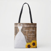 Tote Bag Équipe Mariée En Style Tournesol Rustique En Bois (Devant)