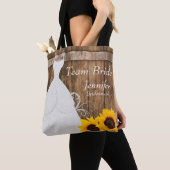 Tote Bag Équipe Mariée En Style Tournesol Rustique En Bois (De près)