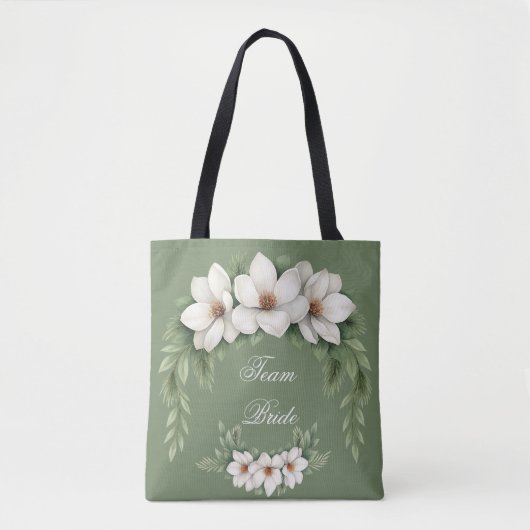 Tote Bag Équipe Mariée Magnolia Mariage d'hiver Pine Tree (Devant)