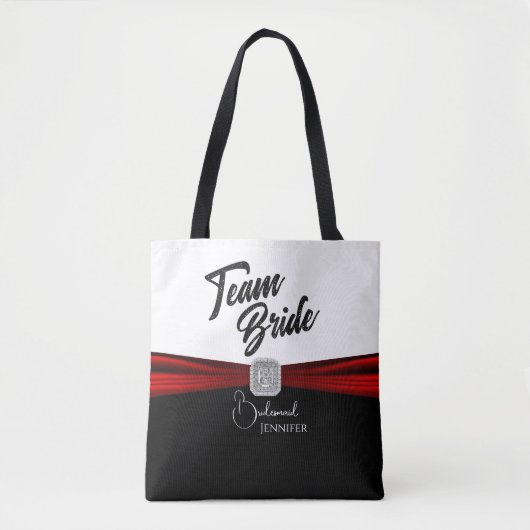 Tote Bag Équipe noire, blanche et rouge (Devant)