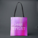 Tote Bag Équipements de la liste de cheveux rose pourpre<br><div class="desc">Pink and Purple Ombre Foil Hair Stylist trousse de beauté pour ciseaux,  shampooing ou autres fournitures de salon. Le nom et la profession du contact commercial peuvent être changés pour être utilisés pour n'importe quel type d'entreprise. Veuillez contacter le concepteur pour obtenir d'autres articles correspondants.</div>