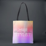 Tote Bag Équipements de la liste de cheveux rose pourpre<br><div class="desc">Gold,  Rose et Purple Ombre Pastel Rainbow Foil Sac de beauté Styliste pour ciseaux,  shampooing ou autres fournitures de salon. Le nom et la profession du contact commercial peuvent être changés pour être utilisés pour n'importe quel type d'entreprise. Veuillez contacter le concepteur pour obtenir d'autres articles correspondants.</div>