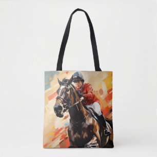 Tote Bag Équitation Action Sport Peinture Art Abstrait