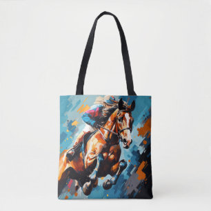 Tote Bag Équitation Action Sport Peinture Art Abstrait