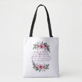 Tote Bag Ésaïe 40 Verset biblique aux fleurs roses (Devant)
