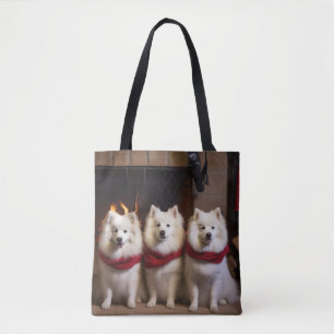 Tote Bag Eskimo américain au coin du feu de Noël