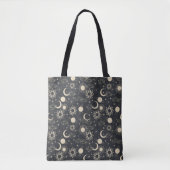 Tote Bag espace céleste soleil lune galaxie planète beige (Devant)