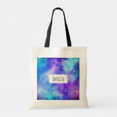 Tote Bag Espace de galaxie violet et bleu Abstrait (Dos)